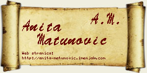 Anita Matunović vizit kartica